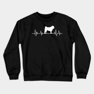 pug Heartbeat dog Heartbeat Silhouette brown Crewneck Sweatshirt